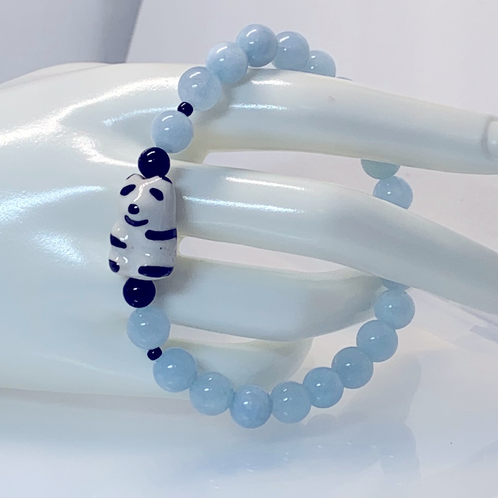 Aquamarine Panda Natural Bracelet Size 7 42$